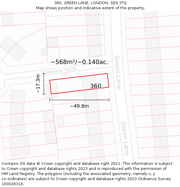 360, GREEN LANE, LONDON, SE9 3TQ: Plot and title map