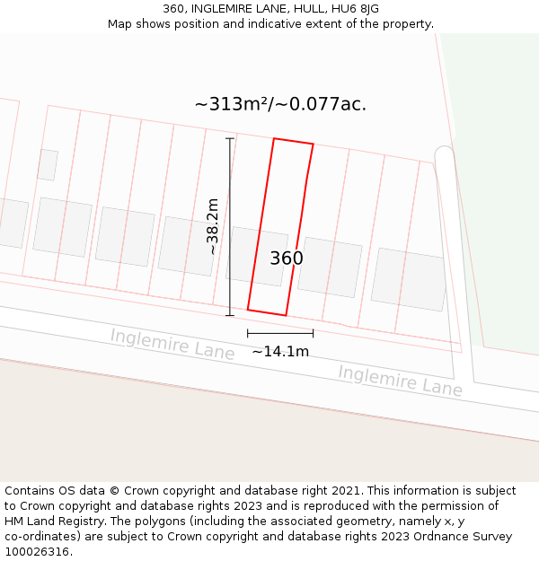 360, INGLEMIRE LANE, HULL, HU6 8JG: Plot and title map