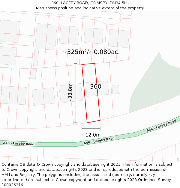 360, LACEBY ROAD, GRIMSBY, DN34 5LU: Plot and title map