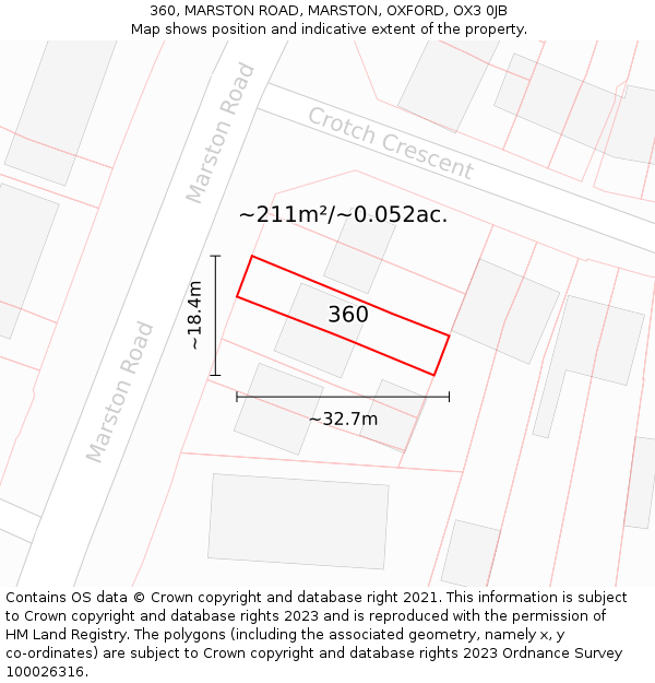 360, MARSTON ROAD, MARSTON, OXFORD, OX3 0JB: Plot and title map