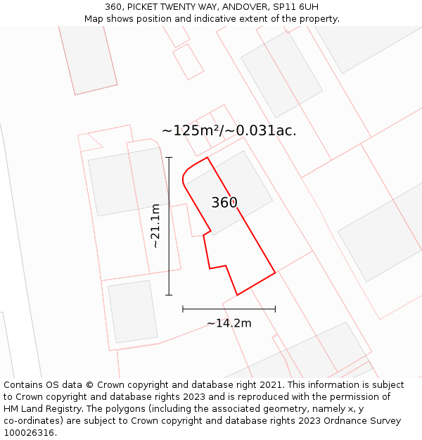 360, PICKET TWENTY WAY, ANDOVER, SP11 6UH: Plot and title map