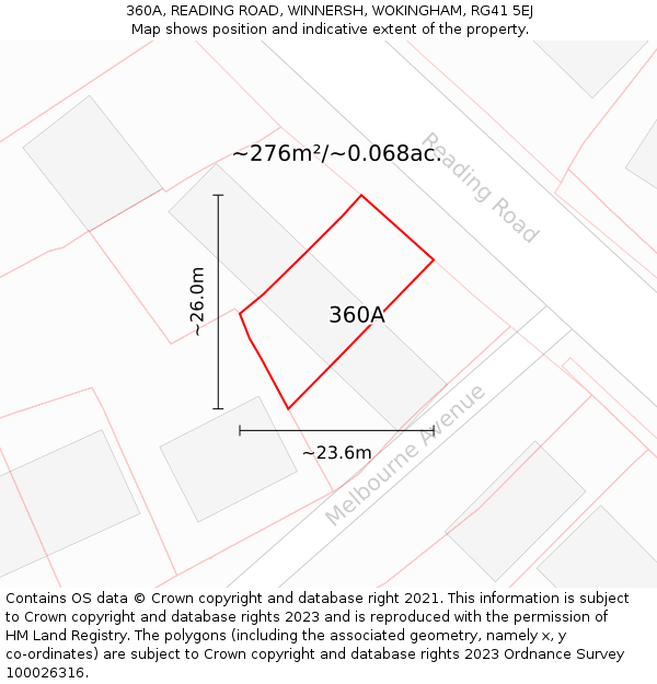 360A, READING ROAD, WINNERSH, WOKINGHAM, RG41 5EJ: Plot and title map