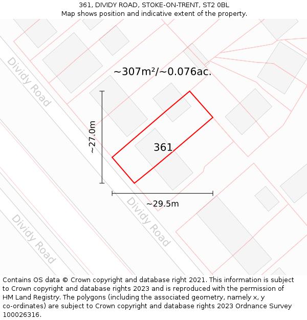 361, DIVIDY ROAD, STOKE-ON-TRENT, ST2 0BL: Plot and title map