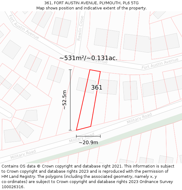 361, FORT AUSTIN AVENUE, PLYMOUTH, PL6 5TG: Plot and title map