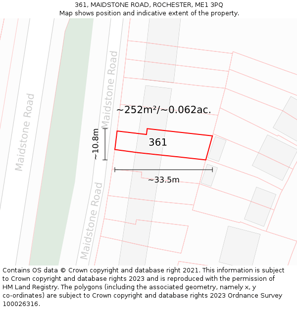 361, MAIDSTONE ROAD, ROCHESTER, ME1 3PQ: Plot and title map