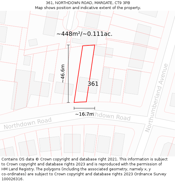 361, NORTHDOWN ROAD, MARGATE, CT9 3PB: Plot and title map