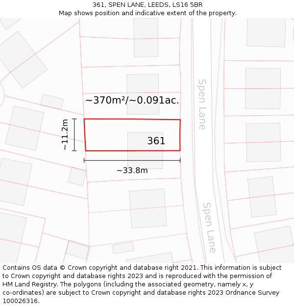 361, SPEN LANE, LEEDS, LS16 5BR: Plot and title map