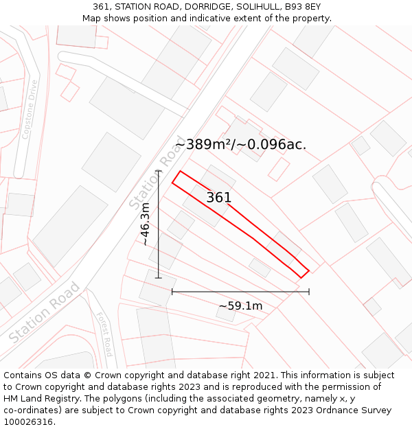 361, STATION ROAD, DORRIDGE, SOLIHULL, B93 8EY: Plot and title map