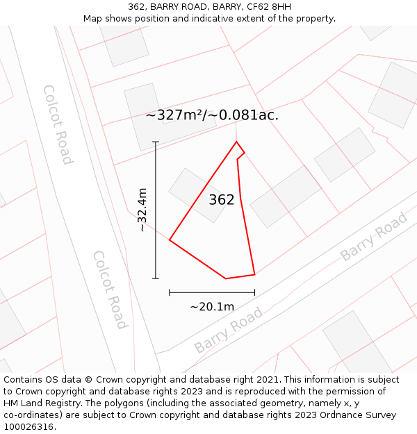 362, BARRY ROAD, BARRY, CF62 8HH: Plot and title map