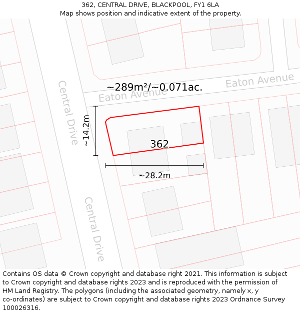 362, CENTRAL DRIVE, BLACKPOOL, FY1 6LA: Plot and title map