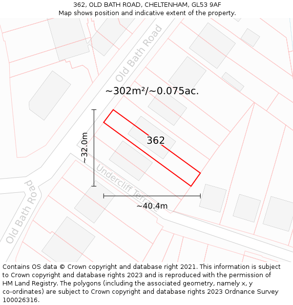 362, OLD BATH ROAD, CHELTENHAM, GL53 9AF: Plot and title map