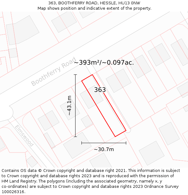 363, BOOTHFERRY ROAD, HESSLE, HU13 0NW: Plot and title map