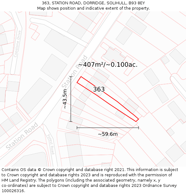 363, STATION ROAD, DORRIDGE, SOLIHULL, B93 8EY: Plot and title map