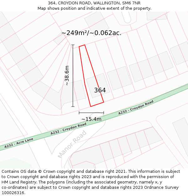 364, CROYDON ROAD, WALLINGTON, SM6 7NR: Plot and title map