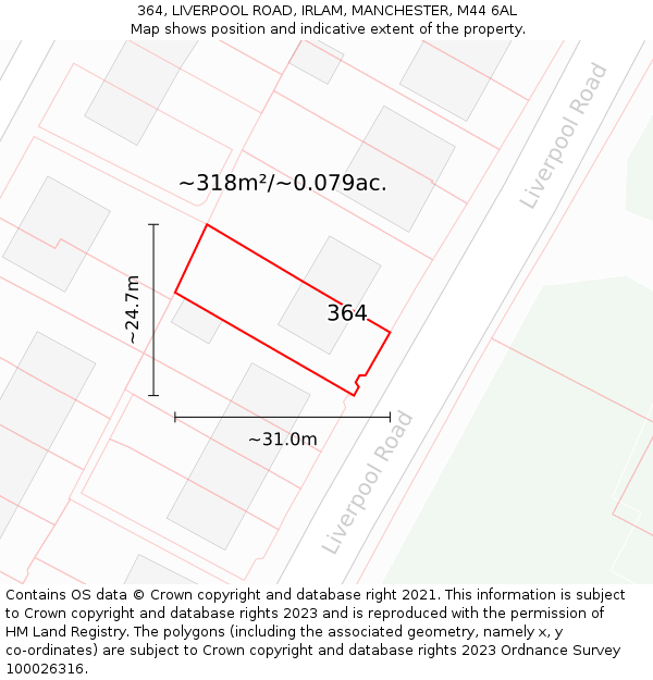 364, LIVERPOOL ROAD, IRLAM, MANCHESTER, M44 6AL: Plot and title map