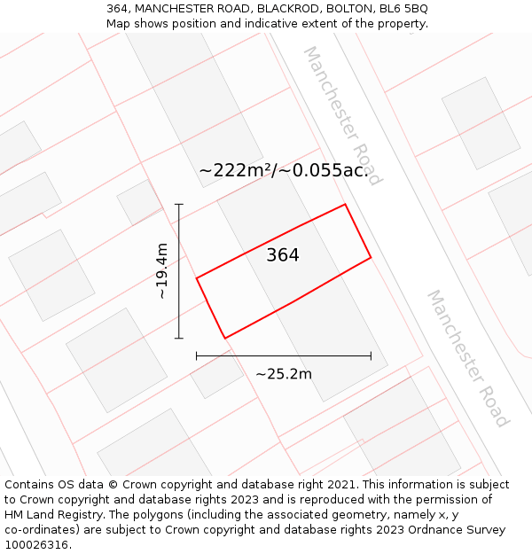 364, MANCHESTER ROAD, BLACKROD, BOLTON, BL6 5BQ: Plot and title map