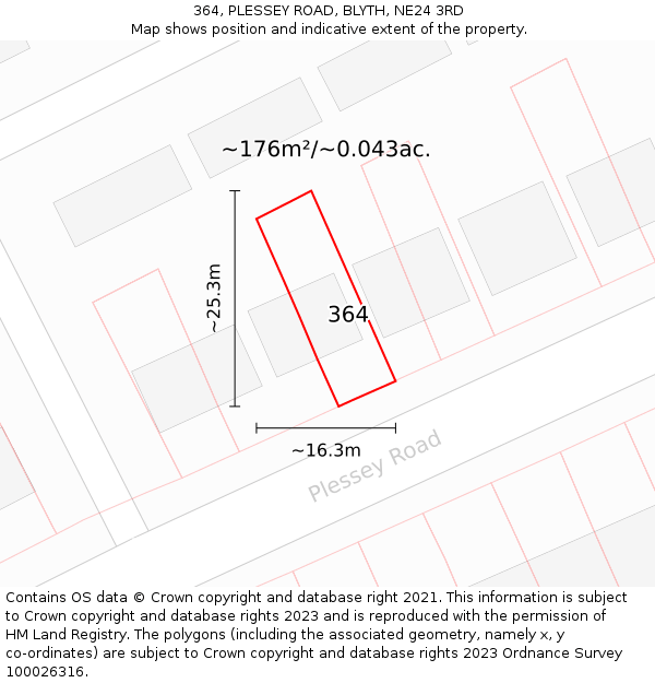 364, PLESSEY ROAD, BLYTH, NE24 3RD: Plot and title map