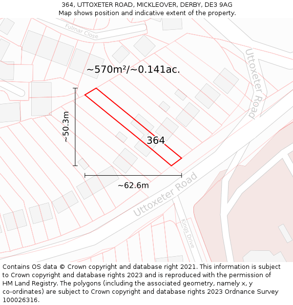 364, UTTOXETER ROAD, MICKLEOVER, DERBY, DE3 9AG: Plot and title map