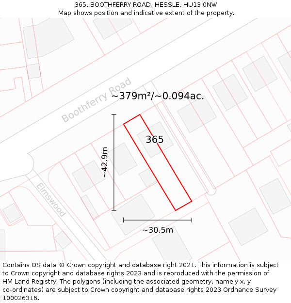 365, BOOTHFERRY ROAD, HESSLE, HU13 0NW: Plot and title map