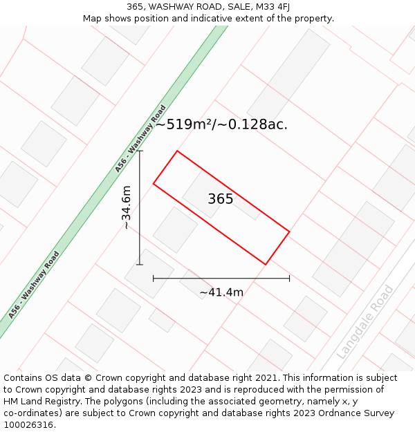 365, WASHWAY ROAD, SALE, M33 4FJ: Plot and title map