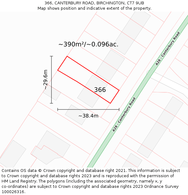 366, CANTERBURY ROAD, BIRCHINGTON, CT7 9UB: Plot and title map