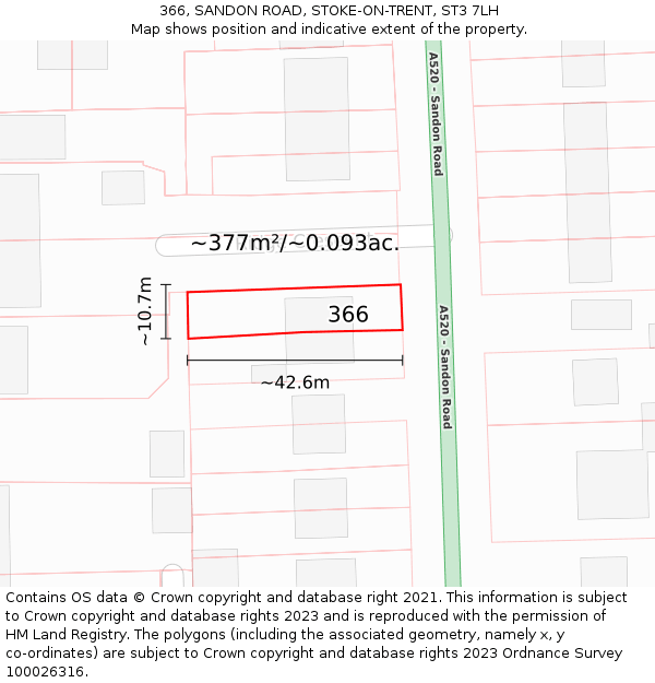 366, SANDON ROAD, STOKE-ON-TRENT, ST3 7LH: Plot and title map