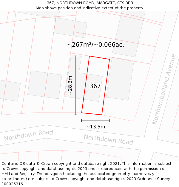 367, NORTHDOWN ROAD, MARGATE, CT9 3PB: Plot and title map