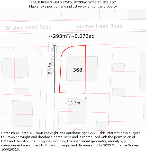 368, BIRCHES HEAD ROAD, STOKE-ON-TRENT, ST2 8DD: Plot and title map