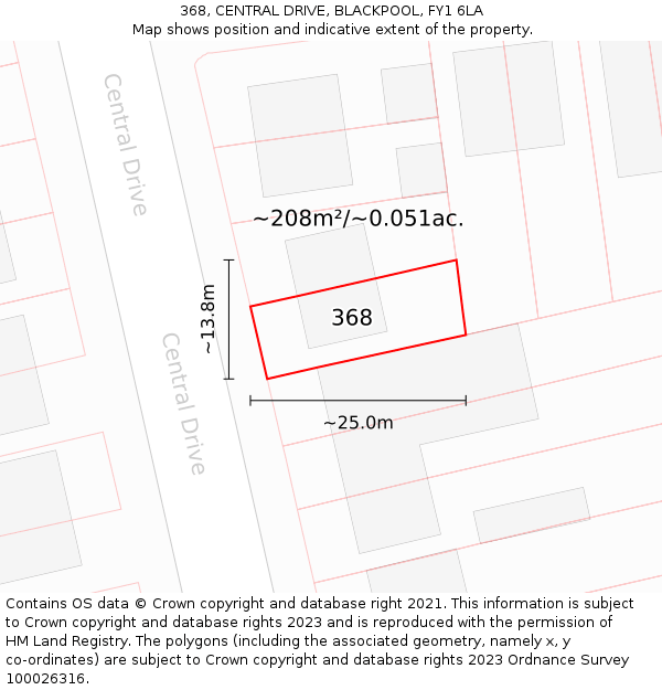 368, CENTRAL DRIVE, BLACKPOOL, FY1 6LA: Plot and title map