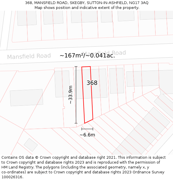 368, MANSFIELD ROAD, SKEGBY, SUTTON-IN-ASHFIELD, NG17 3AQ: Plot and title map