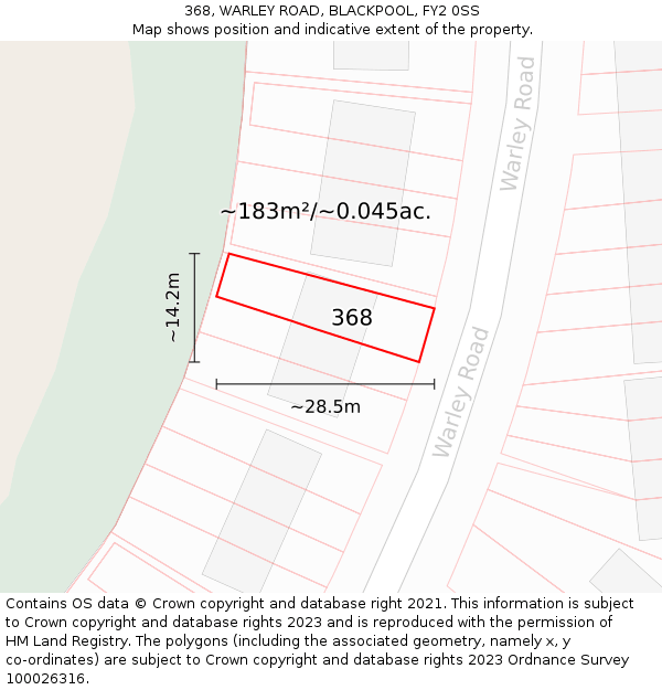 368, WARLEY ROAD, BLACKPOOL, FY2 0SS: Plot and title map