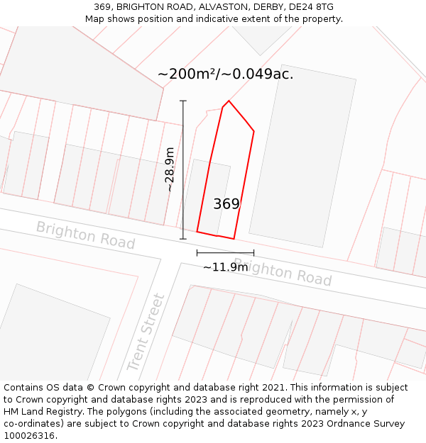 369, BRIGHTON ROAD, ALVASTON, DERBY, DE24 8TG: Plot and title map