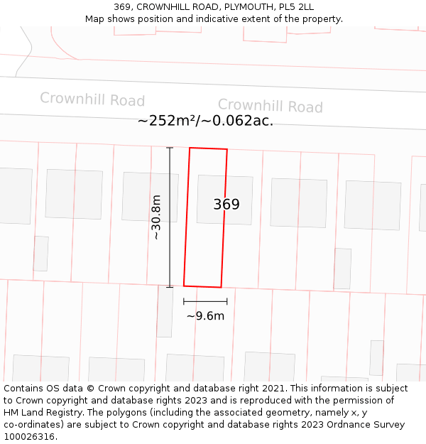 369, CROWNHILL ROAD, PLYMOUTH, PL5 2LL: Plot and title map