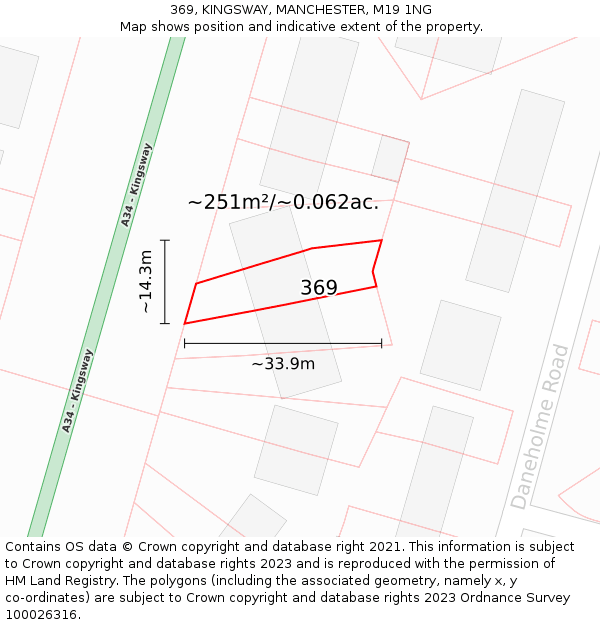 369, KINGSWAY, MANCHESTER, M19 1NG: Plot and title map