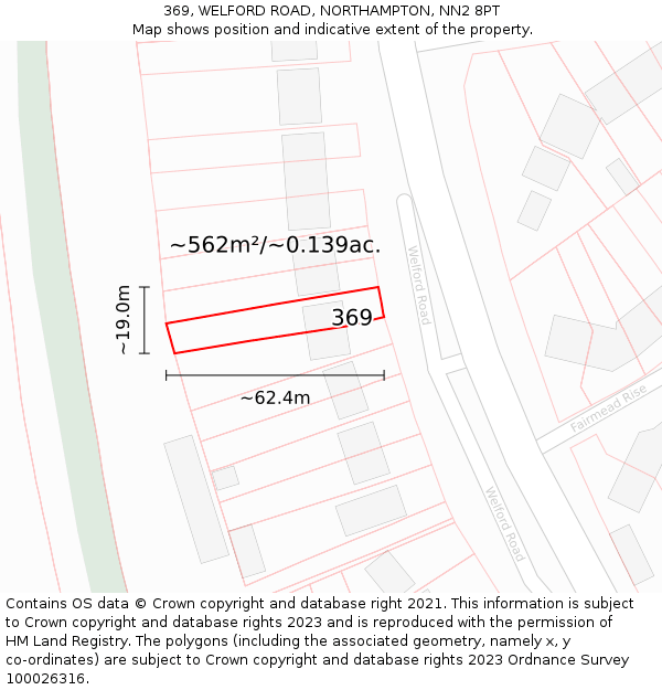 369, WELFORD ROAD, NORTHAMPTON, NN2 8PT: Plot and title map