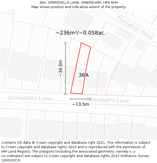 36A, GRIMSDELLS LANE, AMERSHAM, HP6 6HH: Plot and title map