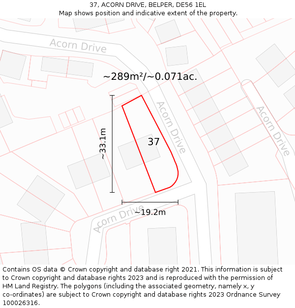 37, ACORN DRIVE, BELPER, DE56 1EL: Plot and title map