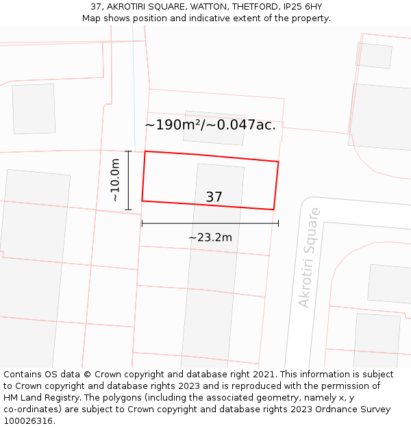 37, AKROTIRI SQUARE, WATTON, THETFORD, IP25 6HY: Plot and title map