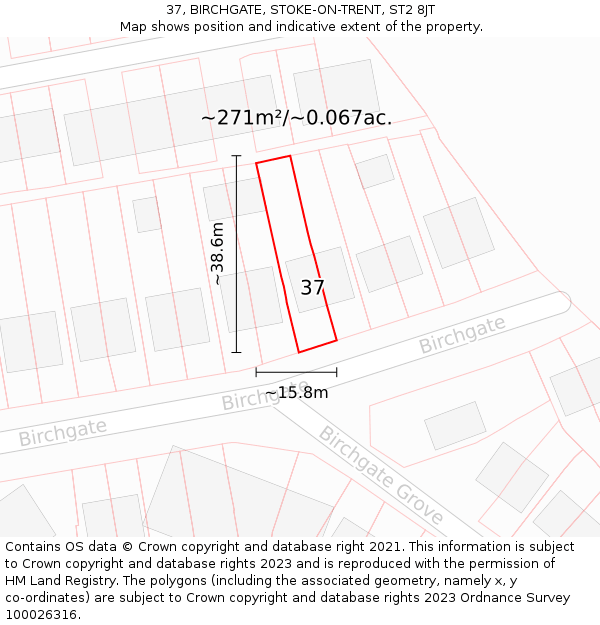 37, BIRCHGATE, STOKE-ON-TRENT, ST2 8JT: Plot and title map