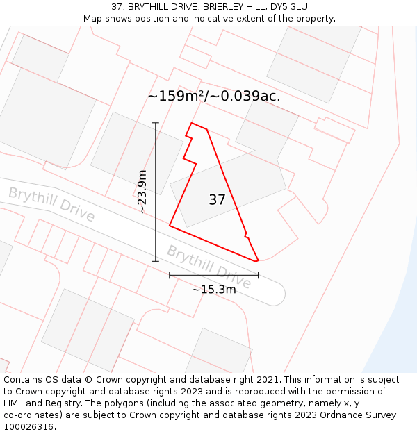 37, BRYTHILL DRIVE, BRIERLEY HILL, DY5 3LU: Plot and title map