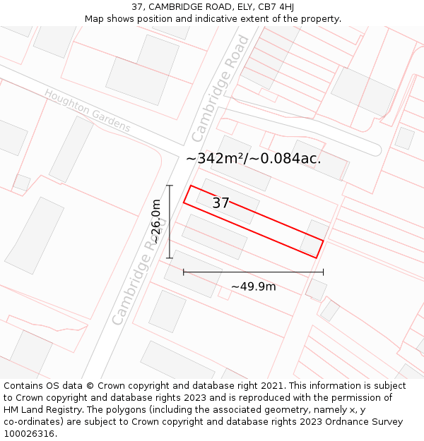 37, CAMBRIDGE ROAD, ELY, CB7 4HJ: Plot and title map