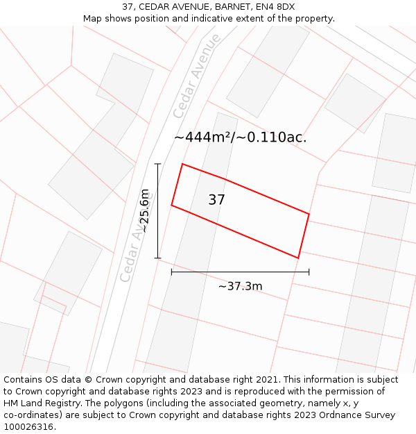 37, CEDAR AVENUE, BARNET, EN4 8DX: Plot and title map