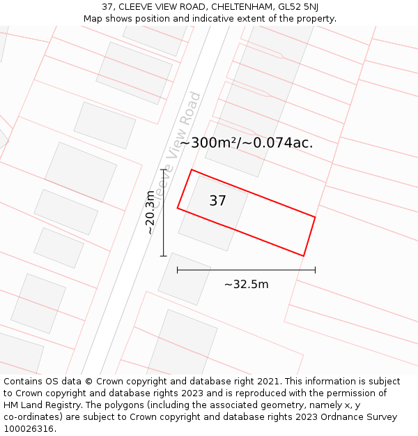 37, CLEEVE VIEW ROAD, CHELTENHAM, GL52 5NJ: Plot and title map