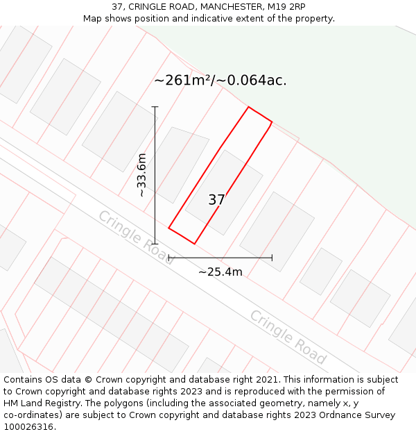 37, CRINGLE ROAD, MANCHESTER, M19 2RP: Plot and title map