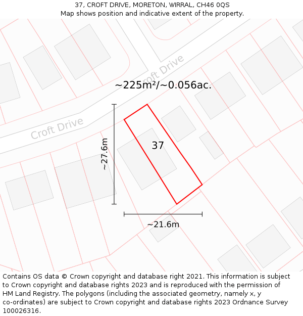 37, CROFT DRIVE, MORETON, WIRRAL, CH46 0QS: Plot and title map