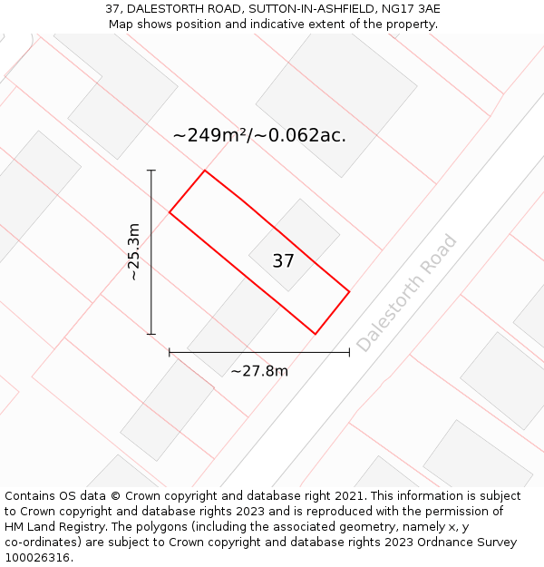 37, DALESTORTH ROAD, SUTTON-IN-ASHFIELD, NG17 3AE: Plot and title map