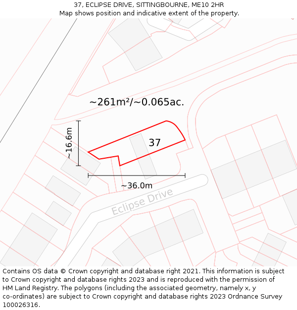 37, ECLIPSE DRIVE, SITTINGBOURNE, ME10 2HR: Plot and title map