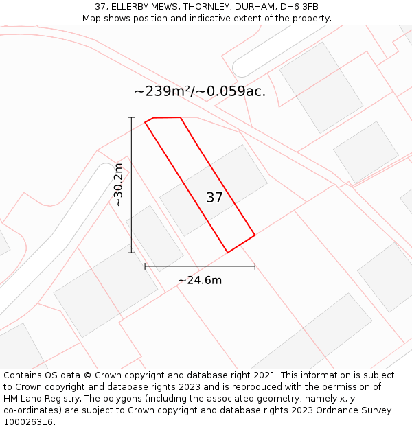 37, ELLERBY MEWS, THORNLEY, DURHAM, DH6 3FB: Plot and title map