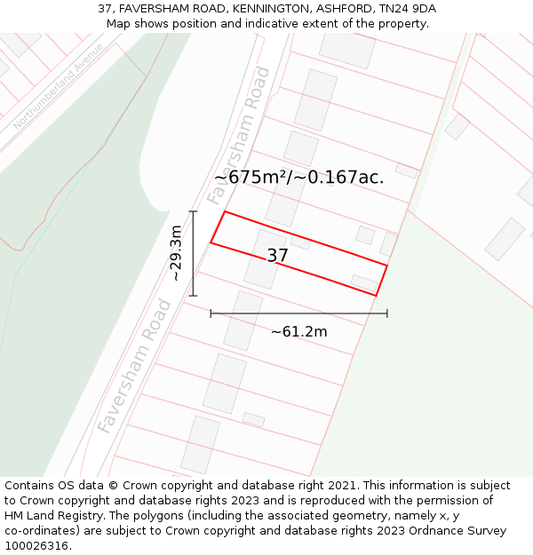 37, FAVERSHAM ROAD, KENNINGTON, ASHFORD, TN24 9DA: Plot and title map