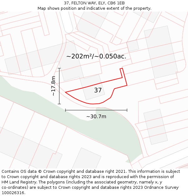 37, FELTON WAY, ELY, CB6 1EB: Plot and title map